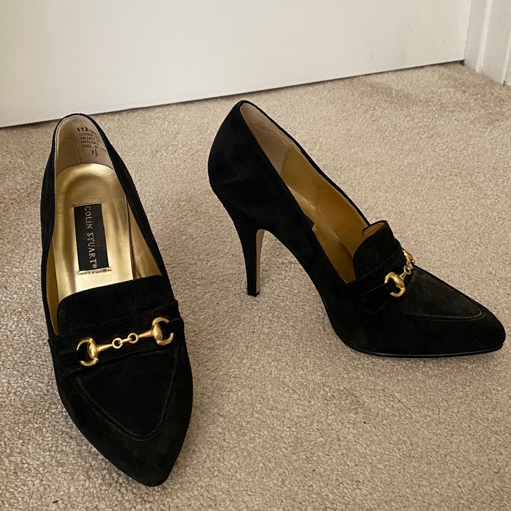 Colin Stuart Black Heels with Gold Accent
